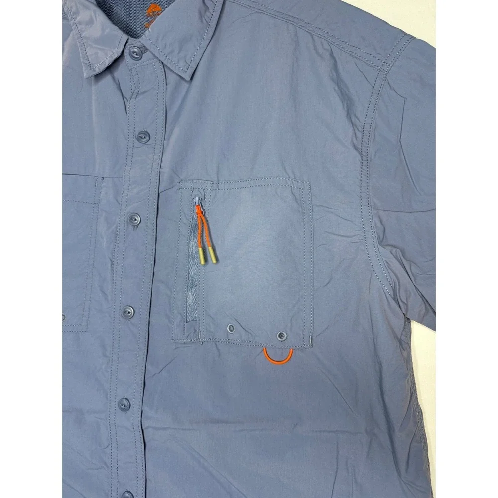 Ozark Trail mens sz L Blue Hiking short sleeve nylon shirt outdoors
